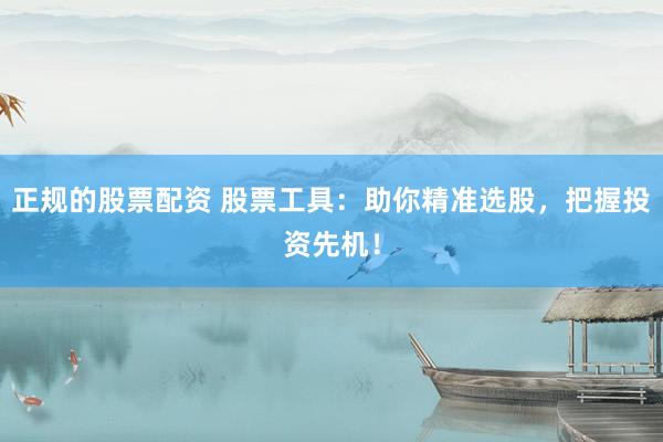 正规的股票配资 股票工具：助你精准选股，把握投资先机！