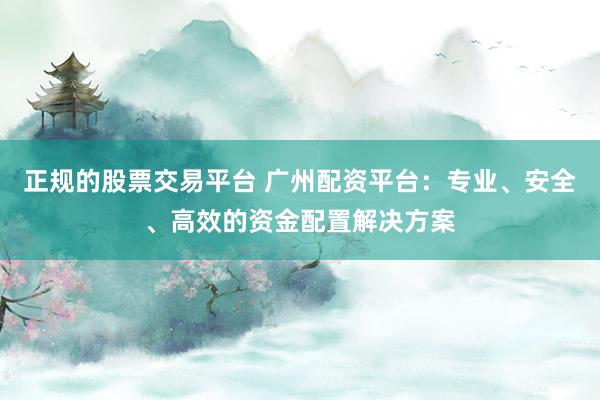 正规的股票交易平台 广州配资平台：专业、安全、高效的资金配置解决方案