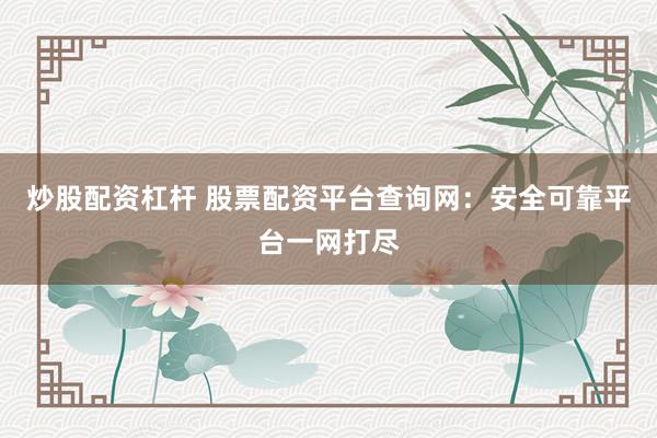 炒股配资杠杆 股票配资平台查询网：安全可靠平台一网打尽