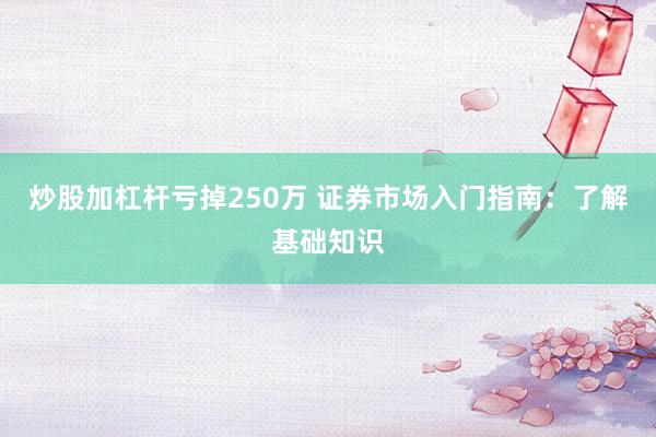 炒股加杠杆亏掉250万 证券市场入门指南：了解基础知识