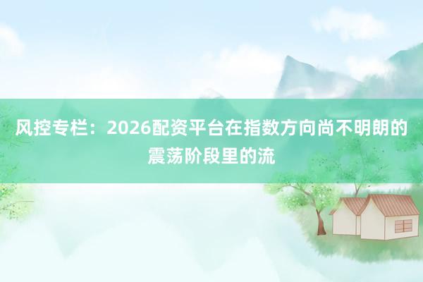 风控专栏：2026配资平台在指数方向尚不明朗的震荡阶段里的流