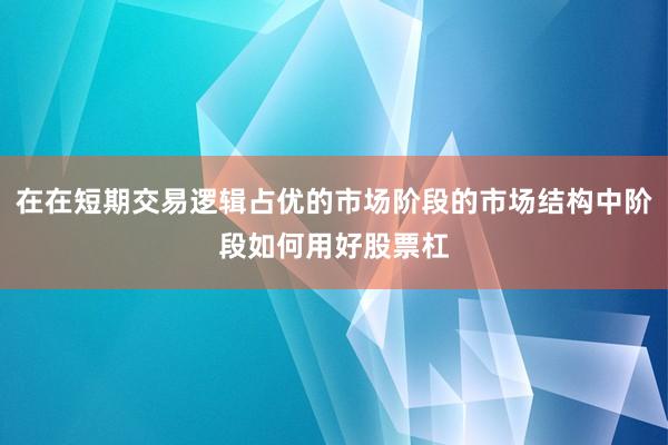 在在短期交易逻辑占优的市场阶段的市场结构中阶段如何用好股票杠