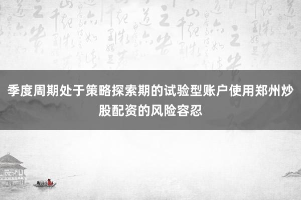 季度周期处于策略探索期的试验型账户使用郑州炒股配资的风险容忍