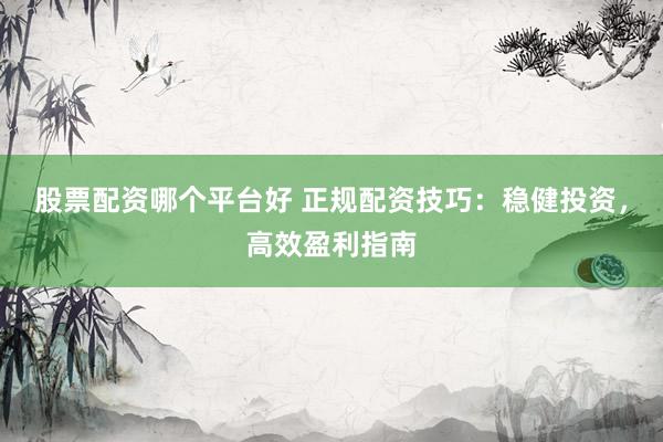 股票配资哪个平台好 正规配资技巧：稳健投资，高效盈利指南